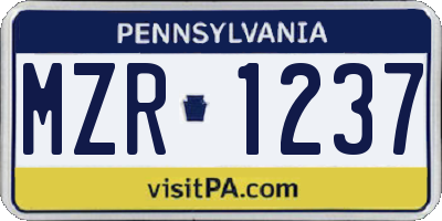 PA license plate MZR1237