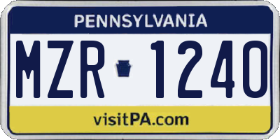PA license plate MZR1240