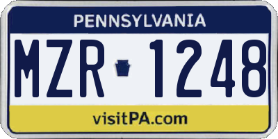 PA license plate MZR1248