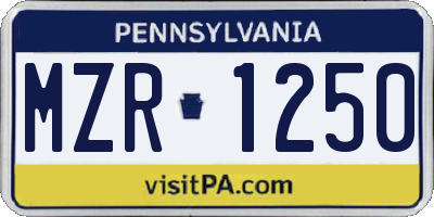 PA license plate MZR1250
