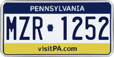 PA license plate MZR1252