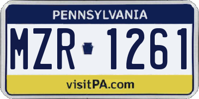 PA license plate MZR1261