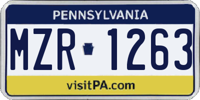 PA license plate MZR1263