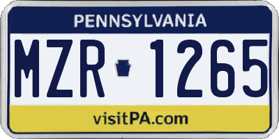 PA license plate MZR1265