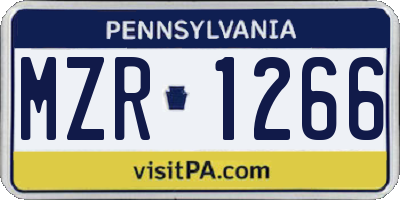PA license plate MZR1266