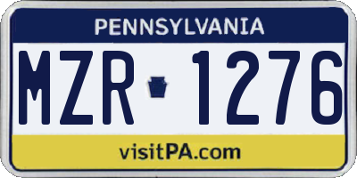 PA license plate MZR1276