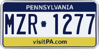 PA license plate MZR1277