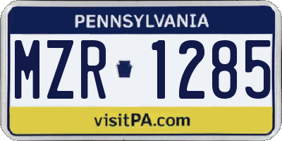 PA license plate MZR1285