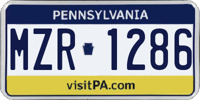 PA license plate MZR1286