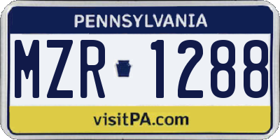 PA license plate MZR1288