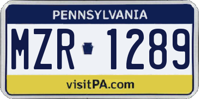 PA license plate MZR1289