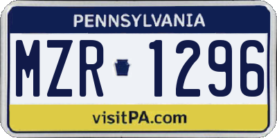 PA license plate MZR1296