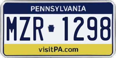 PA license plate MZR1298