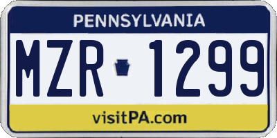 PA license plate MZR1299