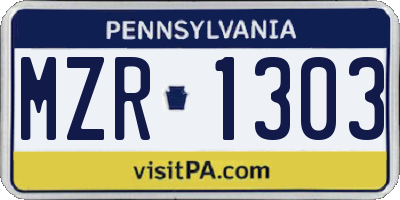 PA license plate MZR1303