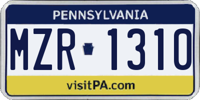PA license plate MZR1310
