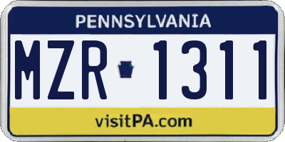 PA license plate MZR1311