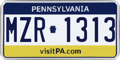 PA license plate MZR1313