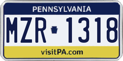PA license plate MZR1318