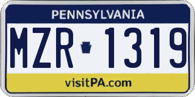 PA license plate MZR1319