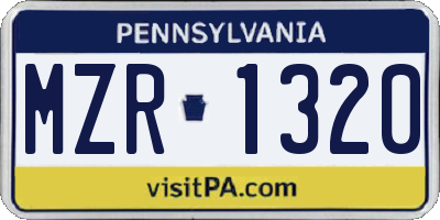 PA license plate MZR1320