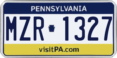 PA license plate MZR1327