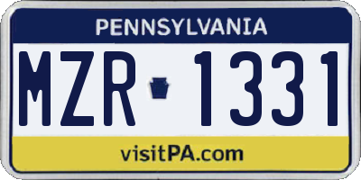 PA license plate MZR1331