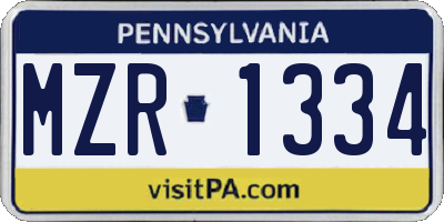 PA license plate MZR1334