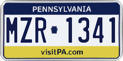 PA license plate MZR1341