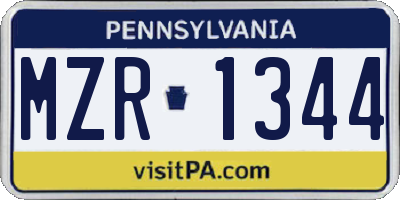 PA license plate MZR1344