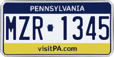 PA license plate MZR1345