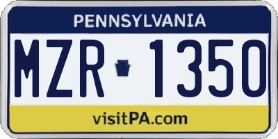 PA license plate MZR1350