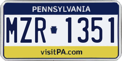 PA license plate MZR1351