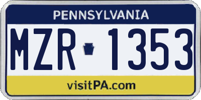 PA license plate MZR1353