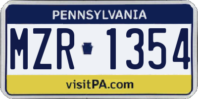 PA license plate MZR1354