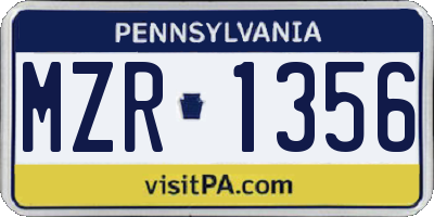 PA license plate MZR1356