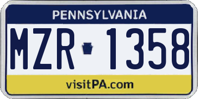 PA license plate MZR1358