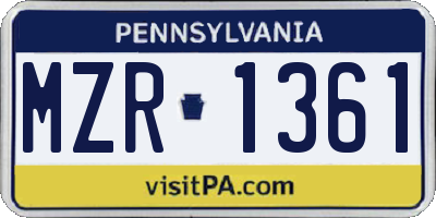 PA license plate MZR1361