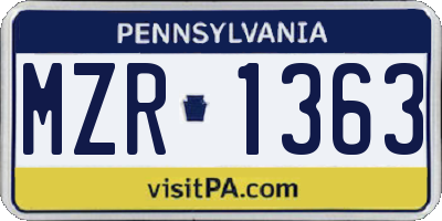 PA license plate MZR1363