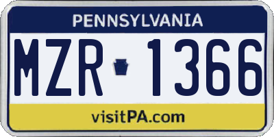 PA license plate MZR1366