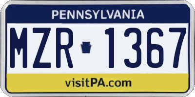 PA license plate MZR1367