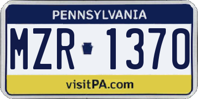 PA license plate MZR1370