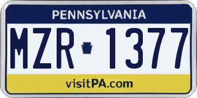 PA license plate MZR1377