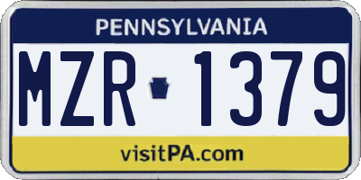 PA license plate MZR1379