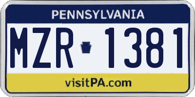 PA license plate MZR1381