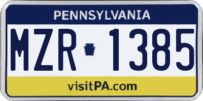PA license plate MZR1385