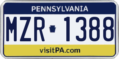 PA license plate MZR1388
