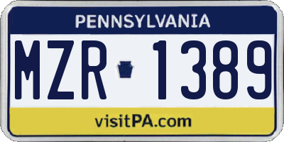 PA license plate MZR1389