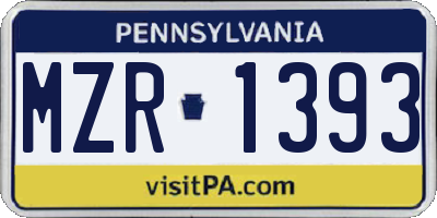 PA license plate MZR1393