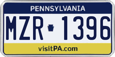 PA license plate MZR1396